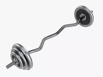 Barbell with curved bar 3D model