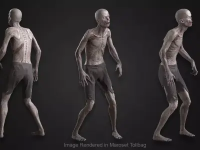 Zombie in Pants Low-poly 3D model