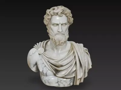Imperial Marble Warrior - Classical Hero Bust 3D Model 3D print model