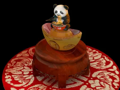 Chinese ramen panda figure  3D model