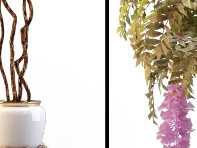 Modern pot indoor flower floral 3D model