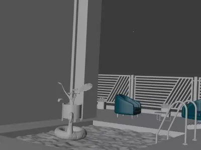  Pent House Scene Low-poly 3D model
