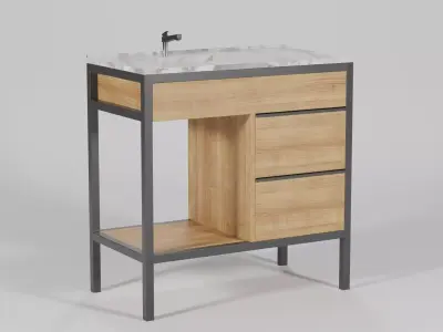 Wash Basin Shelving Unit 85x46x87 Low-poly 3D model