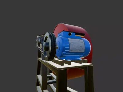 AC Electric Motor Low Poly PBR 3D Model Low-poly 3D model