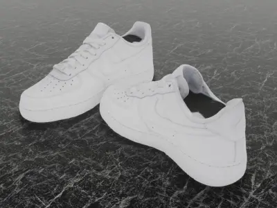 NIKE AIR FORCE 1 3D SHOES - WHITE Low-poly 3D model