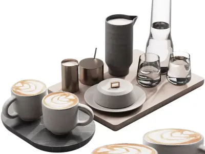 129 eat and drinks decor set 03 coffee and water kit 03 3D model