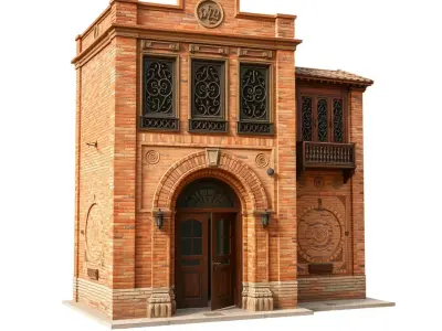 Rustic Brick Building model pack Low-poly 3D model