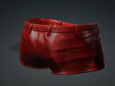 Red short pants PBR 4k  Low-poly 3D model