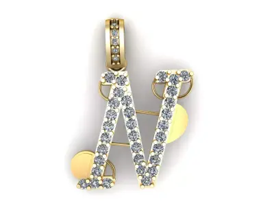 LUXURY ALPHABET N PENDAANT 3D PRINTABLE MODEL 3D print model