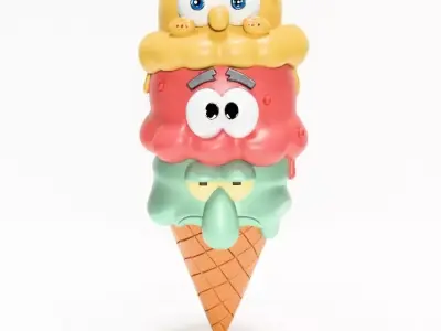 SpongeBob SquarePants Patrick and Squidward Ice Cream toy 3D print model