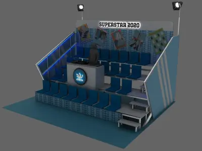 Adidas DJ desk-audience tribune 3D model