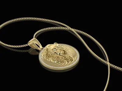 Pendant head of lion 3D print model