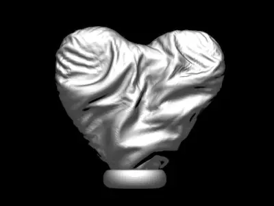 Crumpled Cloth Heart 3D print model