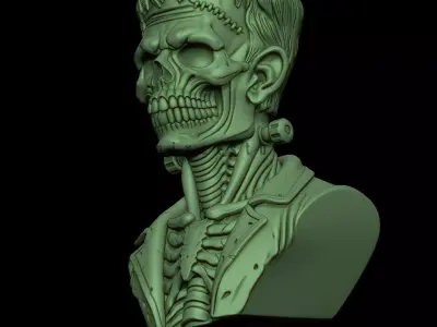 Frankenstein skeletal Bust 3D Print STL  3D print model