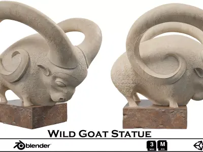 Wild Goat-Statue 21 3D model