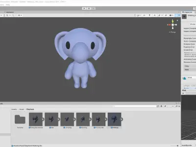 Little Elephant Animated Cute 3D Models For Games And Animations Low-poly 3D model