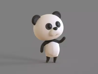 Little Funny Panda Animated  Low-poly 3D model