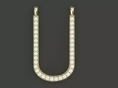 Diamond U Pendant Gold Silver Platinum Luxury Jewelry 3D print model