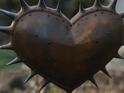 Spiked Rusty Heart 3D model