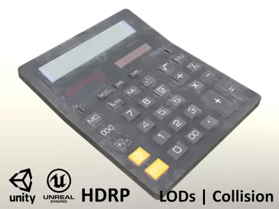 Calculator Dirty - Unity - HDRP - UE4 Low-poly 3D model