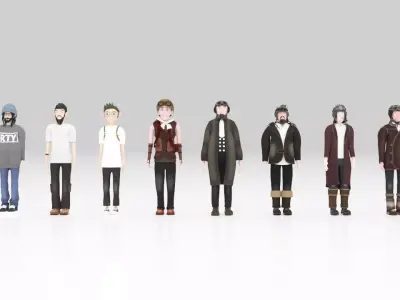 Character  pack Man 02  Rigged  Low-poly 3D model