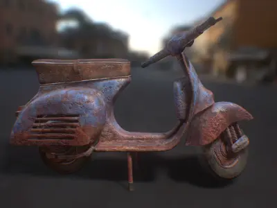 PBR Retro Scooter Low-poly 3D model