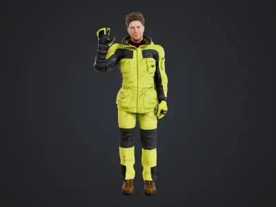 Male Skier Rigged Low-poly 3D model