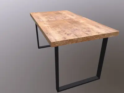 Table 3D Model wood and metal console 3D model