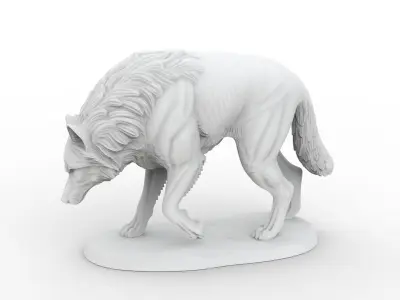 Wolf 3D Sculpture Model Walking Pose Print Model 3D print model