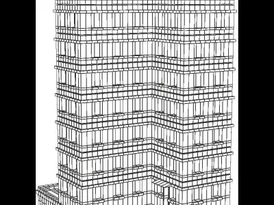Background skyscraper Architecture LOWPOLY Building 02  Free low-poly 3D model