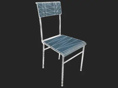 Old Wooden Chair 1 PBR Low-poly 3D model