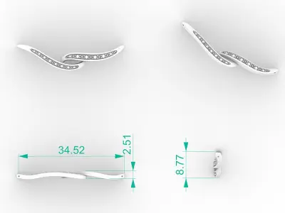 Wave Diamond Pendant Necklace 3D print model