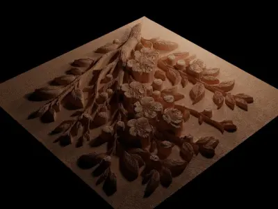 Cherry Tree Branch CNC 3d Print High Relief Sand Casting 3D print model