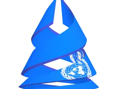 United Nations Flag on double helix structure 3D model