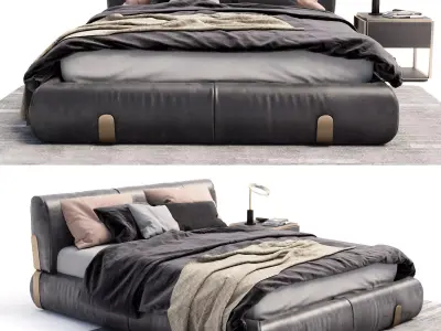 bedroom leather bed 3D model
