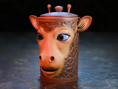 Recycle bin designed to resemble a giraffe head 3D model