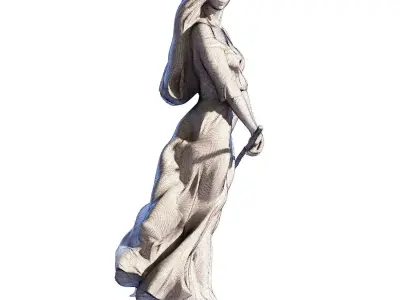 Standing Girl Statue set 767 Low-poly 3D model