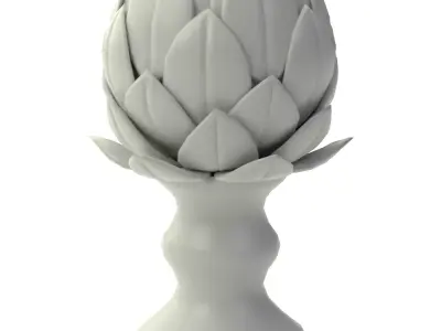 Arnold White Ceramic Artichoke Statuette 3D model