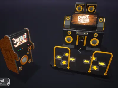 Multi Arcade Machines Package Low-poly 3D model