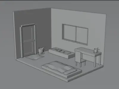Low Poly Isometric Room Free 3D model Free low-poly 3D model