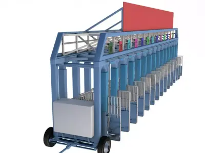 Horse Racing Starting Gates 3D model