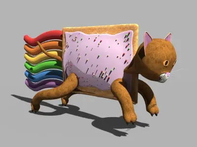 Nyan Cat Pop Tart Cat Low-poly 3D model