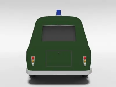 Low Poly Cartoon Retro Police Car Low-poly 3D model