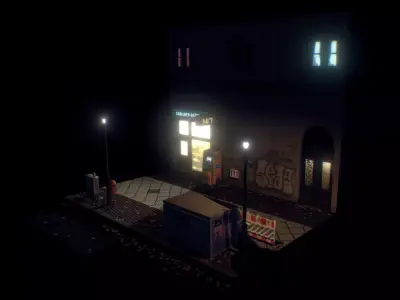 Berlin street by night Free low-poly 3D model