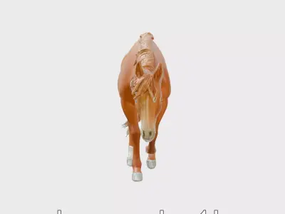 Chestnut Quarter Horse 3D Model with Energetic Pose Low-poly 3D model