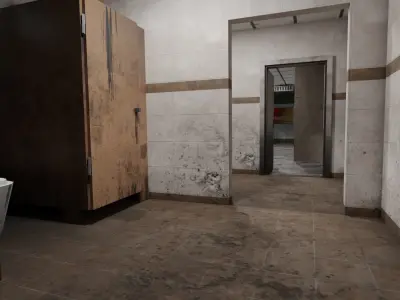 Skyscraper cascade with balconies and interior in 3 variant Low-poly 3D model