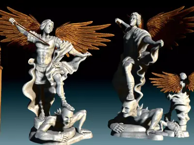 Arch-angel Miguel-Michael-Mikael-Mija-El -- CNC - Wood - Stone 3D print model