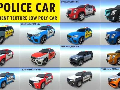 Low Poly Police Car Pack Low-poly 3D model