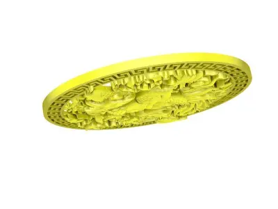 Oriental Dragon Medallion Pendant Jewelry Design 4964 3D print model