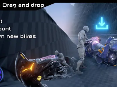 Hoverbike System Low-poly 3D model